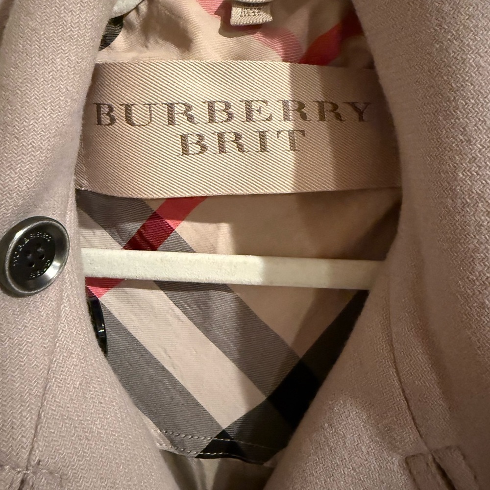 Burberry Taupe Trench Coat Classic Double Breasted Design - Picture 2 of 9